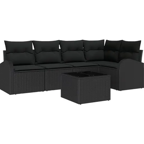 vidaXL Ensemble de Canapés avec coussin Noir Polyester – 956392 – image 3