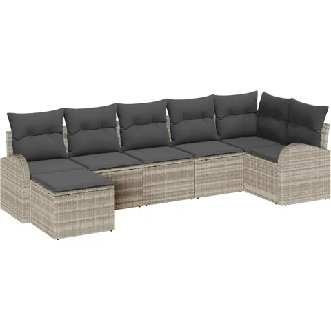vidaXL Ensemble de Canapés 7 pc Gris clair polyrotin – 350725 – image 3