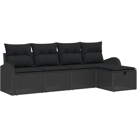 vidaXL Ensemble de Canapés 5 pc Noir polyrotin – 392657 – image 3