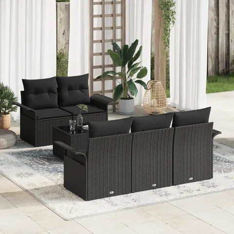 vidaXL Ensemble de Canapés 6 pc Noir polyrotin – 948298 – image 3