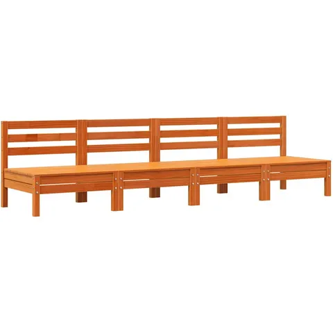 vidaXL Corner Sofa 4 pc Solid pine wood Brun cire Standard – image 2