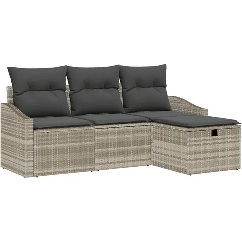 vidaXL Ensemble de Canapés 4 pc Gris clair polyrotin – 394545 – image 3