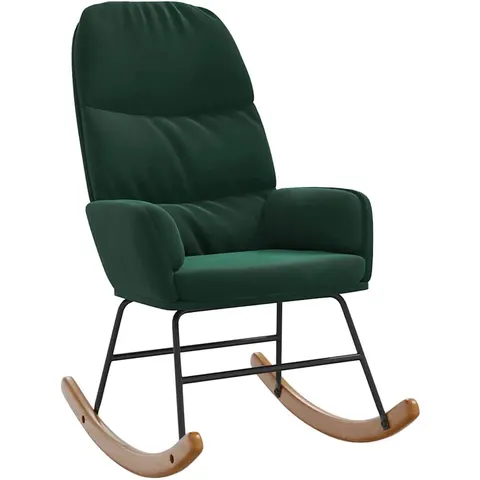 vidaXL Fauteuil à bascule velours vert foncé – image 2