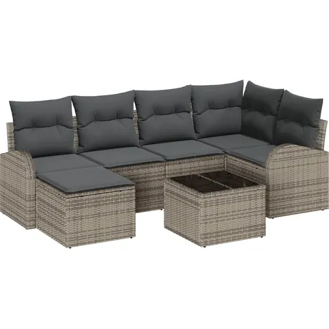 vidaXL Ensemble de Canapés 7 pc Gris polyrotin – 350596 – image 2
