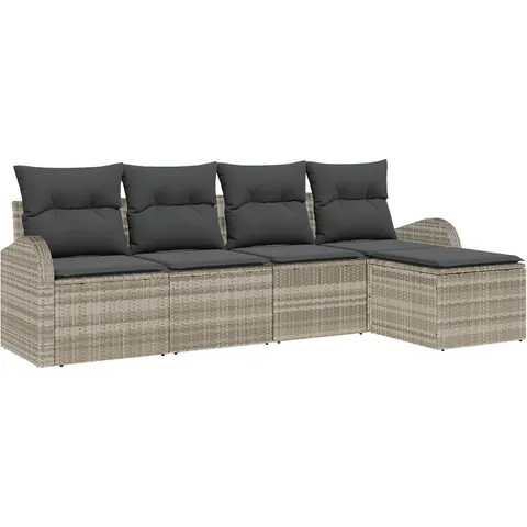 vidaXL Ensemble de Canapés 5 pc Gris clair polyrotin – 349422 – image 3