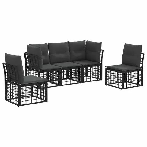 vidaXL Ensemble de canapés d'extérieur Noir Polyester – 555650 – image 2