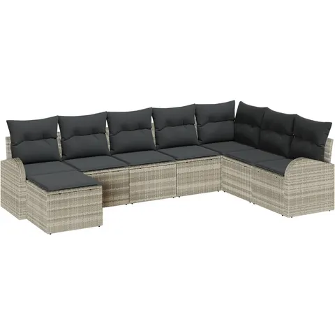 vidaXL Ensemble de Canapés 8 pc Gris clair polyrotin – 351029 – image 3