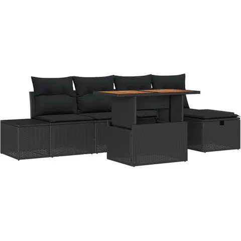 vidaXL Ensemble de canapé de jardin 6 pc Noir polyrotin – 992833 – image 2