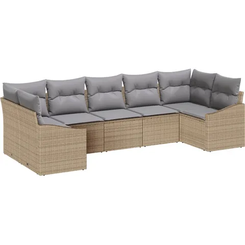 vidaXL Ensemble de Canapés 7 pc Beige polyrotin – 964564 – image 3