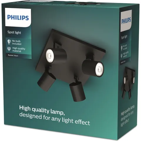 Philips Runner opbouwspot - 4-lichts - zwart – afbeelding 2