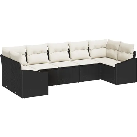 vidaXL Ensemble de Canapés 7 pc Noir polyrotin – 964533 – image 2