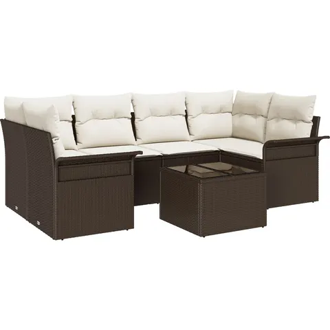 vidaXL Ensemble de canapé de jardin 7 pc Marron polyrotin – 948441 – image 3