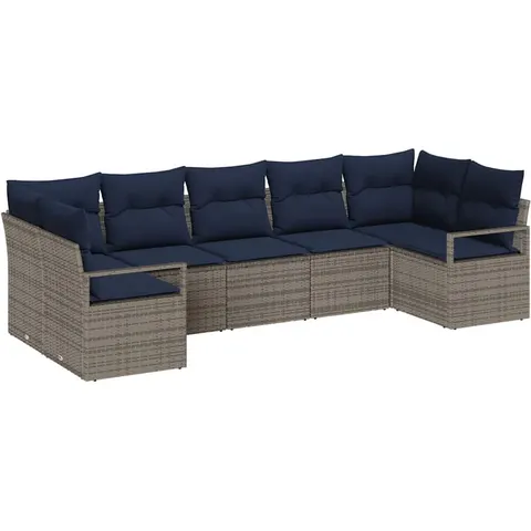 vidaXL Ensemble de Canapés 7 pc Gris polyrotin – 961211 – image 3