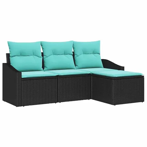 vidaXL Ensemble de Canapés 4 pc Noir polyrotin – 962621 – image 3