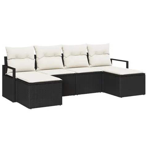 vidaXL Ensemble de Canapés 6 pc Noir polyrotin – 960733 – image 2