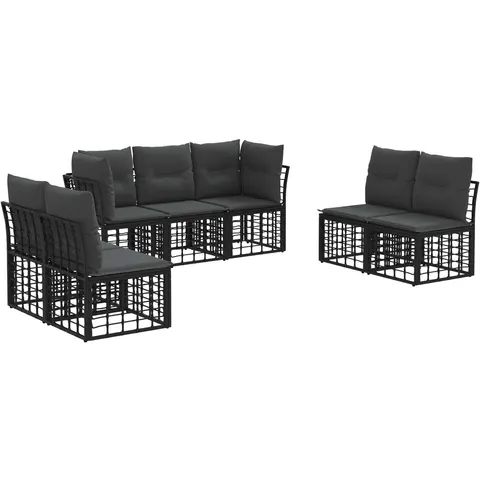 vidaXL Ensemble de canapés d'extérieur Noir Polyester – 555735 – image 2