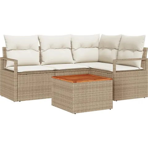 vidaXL Ensemble de canapé de jardin 5 pc Beige polyrotin – 978158 – image 2