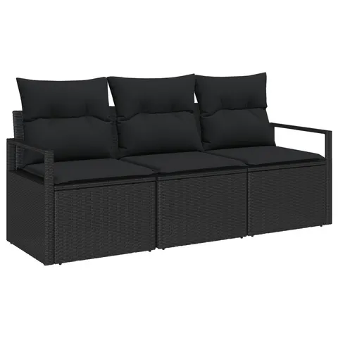 vidaXL Ensemble de Canapés 3 pc Noir polyrotin – 958297 – image 2