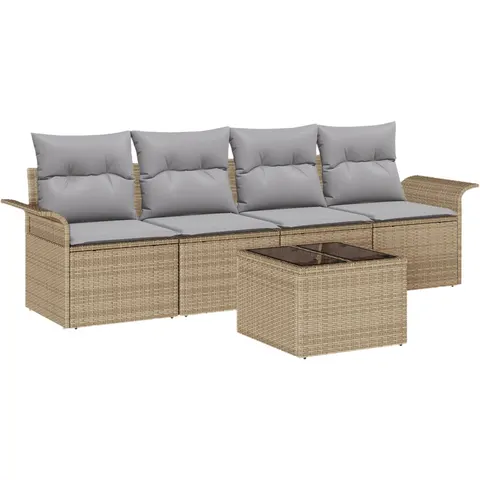 vidaXL Ensemble de Canapés 5 pc Beige polyrotin – 948168 – image 3