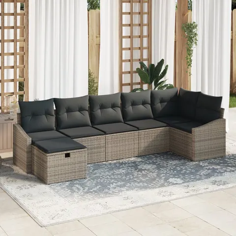 vidaXL Ensemble de Canapés 7 pc Gris polyrotin – 395016 – image 2