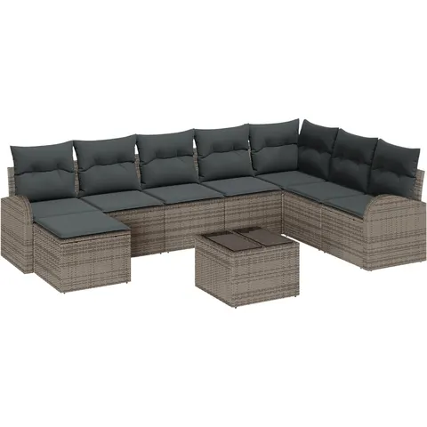 vidaXL Ensemble de Canapés 9 pc Gris polyrotin – 351098 – image 3