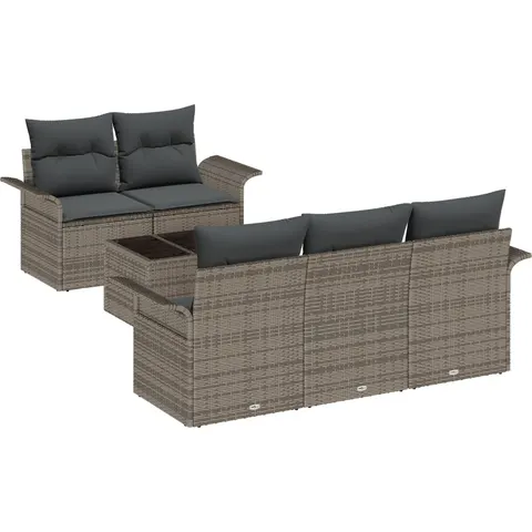 vidaXL Ensemble de Canapés 6 pc Gris polyrotin – 948250 – image 2
