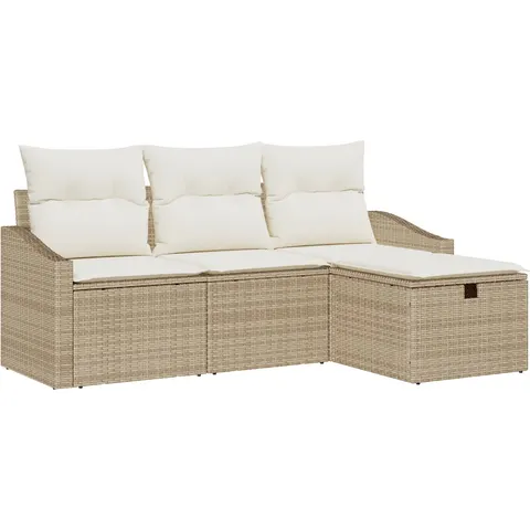 vidaXL Ensemble de Canapés 4 pc Beige polyrotin – 394538 – image 2