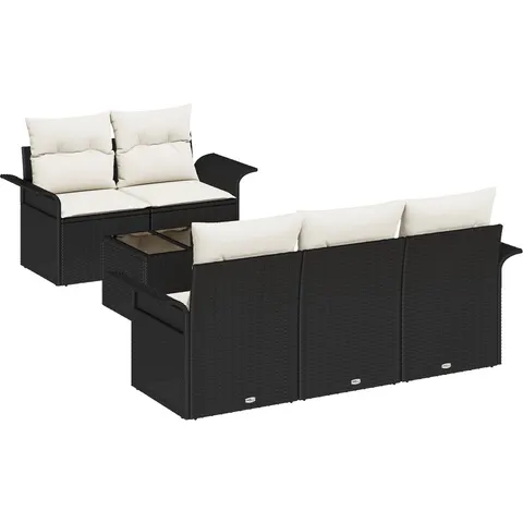 vidaXL Ensemble de Canapés 6 pc Noir polyrotin – 948236 – image 3
