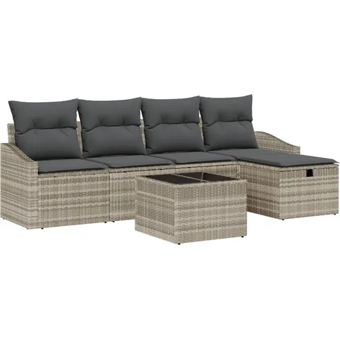 vidaXL Ensemble de Canapés 6 pc Gris clair polyrotin – 394743 – image 2