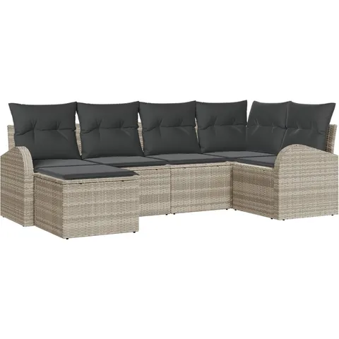 vidaXL Ensemble de Canapés 6 pc Gris clair polyrotin – 350527 – image 3