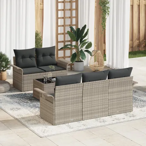 vidaXL Ensemble de Canapés 6 pc Gris clair polyrotin – 948281 – image 2