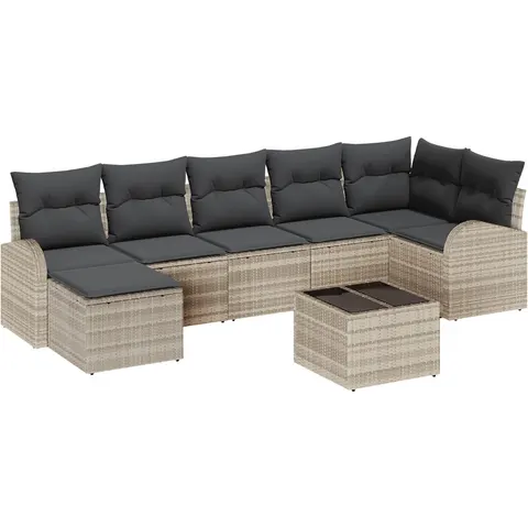 vidaXL Ensemble de Canapés 8 pc Gris clair polyrotin – 350824 – image 3