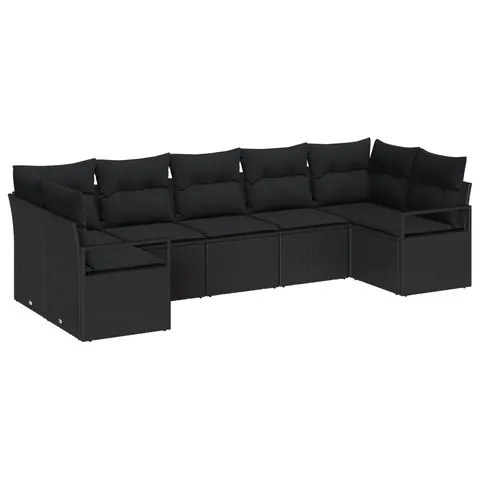 vidaXL Ensemble de Canapés 7 pc Noir polyrotin – 961198 – image 2