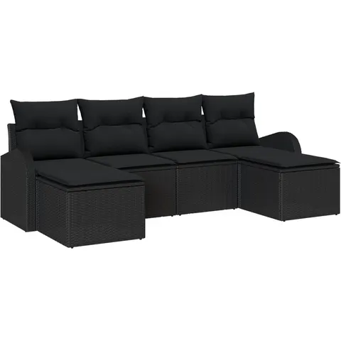 vidaXL Ensemble de Canapés 6 pc Noir polyrotin – 350930 – image 2