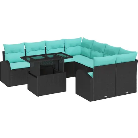 vidaXL Ensemble de canapé de jardin 9 pc Noir – 375629 – image 2