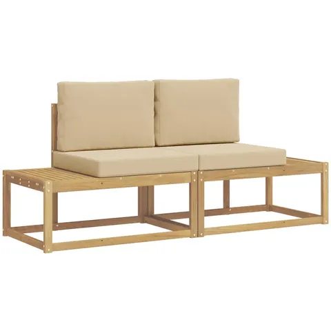 vidaXL Ensemble de canapés d'extérieur 2 pc Blanc et Beige Polyester – image 3