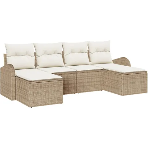 vidaXL Ensemble de Canapés 6 pc Beige et blanc polyrotin – 350916 – image 2