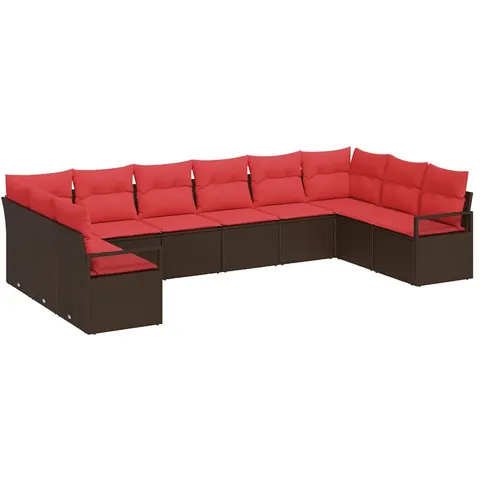 vidaXL Ensemble de Canapés 10 pc Marron polyrotin – image 2