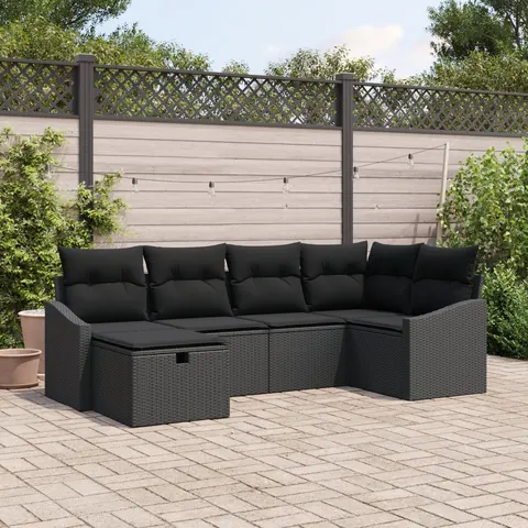vidaXL Ensemble de Canapés 6 pc Noir polyrotin – 394859 – image 2