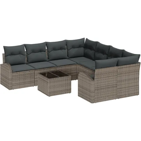 vidaXL Ensemble de Canapés 9 pc 8 place Gris polyrotin – 349194 – image 3