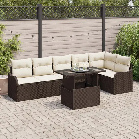 vidaXL Ensemble de Canapés 7 pc Marron Poly rotin – image 2