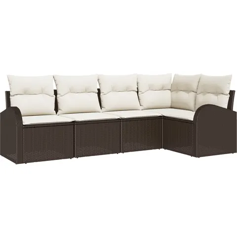 vidaXL Ensemble de Canapés 5 pc Marron Polyester – image 2
