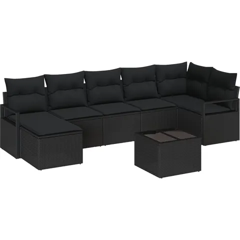 vidaXL Ensemble de Canapés 8 pc Noir polyrotin – 354235 – image 2