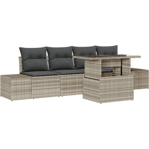 Ensemble de Canapés 5 pc Gris clair polyrotin vidaXL – 992024 – image 2