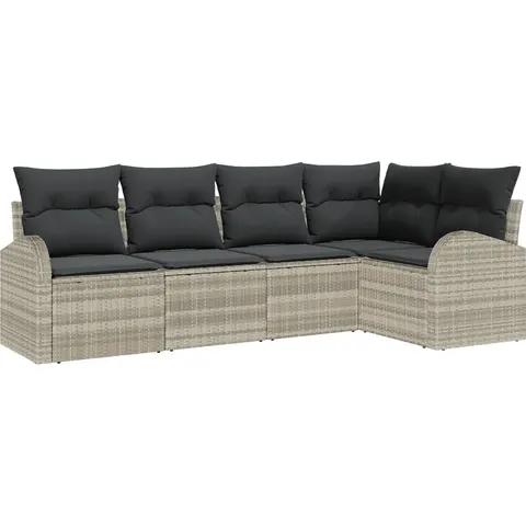 vidaXL Ensemble de Canapés avec coussin Gris clair Polyester – 956286 – image 3