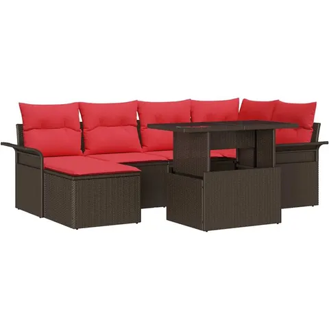 vidaXL Ensemble de canapé de jardin 7 pc Marron – 372604 – image 3
