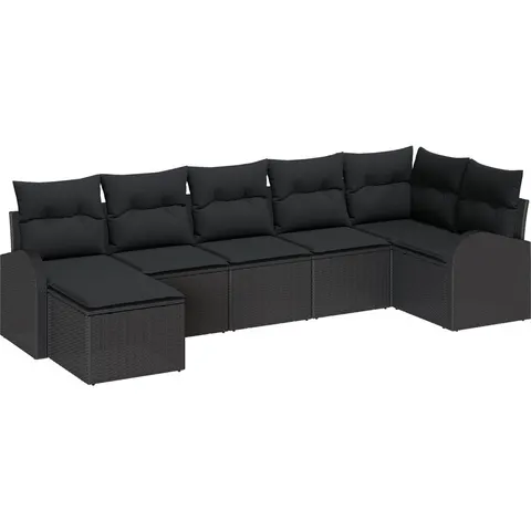 vidaXL Ensemble de canapé de jardin 7 pc Noir – 957191 – image 2