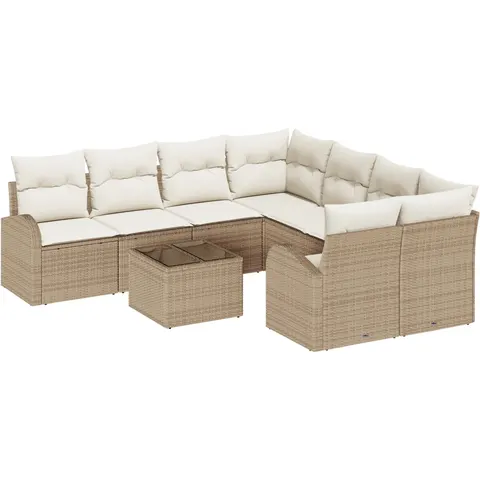 vidaXL Ensemble de canapé de jardin 9 pc Beige polyrotin – 955678 – image 3