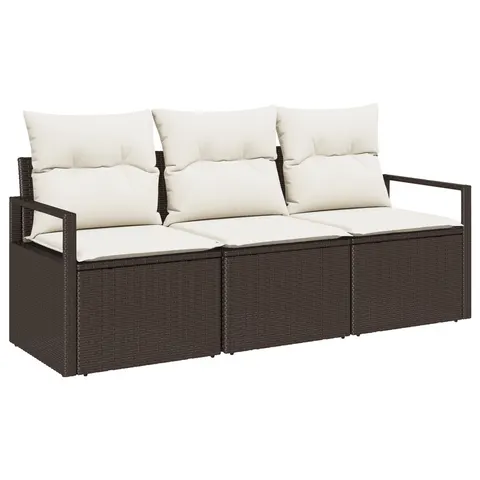 vidaXL Ensemble de Canapés 3 pc Marron polyrotin – image 2