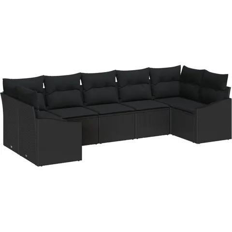vidaXL Ensemble de Canapés 7 pc Noir polyrotin – 964595 – image 3